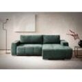 Ecksofa INOSIGN "Bolero L-Form", grün (racing grün), B:241cm H:66cm T:165cm, 100% POLYESTER (PES), Sofas, mit edler Steppung, wahlweise mit Schlaffunktion & Bettkasten