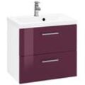 Waschbeckenunterschrank WELLTIME "Venedig", lila (aubergine, aubergine, weiß), B:60cm H:54cm T:39cm, Schränke, Badmöbel, Waschtisch inkl. Waschbecken, Breite 60 cm