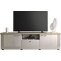 Lowboard HOME AFFAIRE "Country Breite 211 cm, TV-Board 2 Türen u. 1 Schubkasten, TV-Schrank", beige (eiche meringa nb, eiche cadiz nb), B:211cm H:58cm T:44cm, FSC-zertifizierter Holzwerkstoff, Sideboards, im Landhausstil, viel Strauraum, mit Metallgriffe, MDF Rahmen