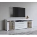 Lowboard INOSIGN "Roger,Breite 182 cm, stilvolle TV-Kommode, 2Türen 2 Schubladen" Sideboards beige (andersen pinie, sonoma trüffel, silber) TV-Schrank mit viel Stauraum, TV-Board