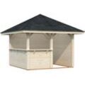 Holzpavillon PALMAKO "Bianca 8,3 m² Set 3", beige (natur), B/H/T: 384cm x 323cm x 384cm, Pavillons, BxTxH: 300x300x323 cm