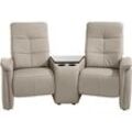 2-Sitzer EXXPO - SOFA FASHION "Tivoli, Kinosofa, bequem", grau (stein), B:207cm H:109cm T:97cm, NaturLeder, Luxus-Microfaser, u00bbAqua Cleanu00ab (50% Polyester, 35% Polyacryl, 15% Polyamid), Softlux-Kunstleder, Sofas, mit Relaxfunktion, integrierter Tischablage und Stauraumfach