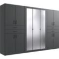 Kleiderschrank WIMEX "Taiga Kleiderschrank mit Spiegel OTTOs Choice Topseller", grau (graphit), B:313cm H:210cm T:58cm, Spanplatte, Schränke, mit Schubladen auf bequemer Höhe, Garderobe Schlafzimmerschrank, Topseller