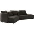 Ecksofa DESIGNWERK "New York, extravagantes Designsofa mit tollem Sitzkomfort, L-Form", grün (hunter), B:333cm T:179cm, 100% Polyester, Sofas, mit moderner Rundung im Korpus