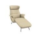 Loungesessel FLEXLUX "Clement Chaislongue, Relaxstuhl, Liegesessel", beige (sandy beige), B:81cm H:102cm T:152cm, 100% Polyester, Sessel, Rücken- & Kopfteilverstellung, Armlehne, Walnuss, Fuß Alu