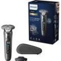 Elektrorasierer PHILIPS "Shaver Series 8000 S8697/35", grau, ElektrorasiererB:16,4cm H:24,5cm T:9,2cm, Ladestand, Etui, mit SkinIQ Technologie, B:16,4cm H:24,5cm T:9,2cm