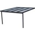 Terrassendach GUTTA "Premium", grau (anthrazit), B:410,2cm T:406cm, Aluminium, Polycarbonat (PC), Terrassenüberdachungen, BxT: 410x406 cm, Dach Polycarbonat gestreift weiß