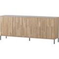 Buffet WOOOD "New Gravure", beige (natur), Holzwerkstoff, Schränke, Sideboard, Kommode mit grafischen Relieftüren, H 85 cm x B 200 cm