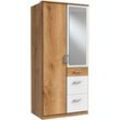 Kleiderschrank WIMEX "Click", weiß (plankeneichefarben, weiß), B:90cm H:199cm T:58cm, Schränke, Drehtürenschrank Kleiderschrank, mit Spiegel