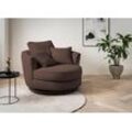 Drehsessel LEONIQUE "MAISIE, Love Seat XXL, Lese-Sessel BIG-", braun, B:120cm H:86cm T:120cm, Sessel, Sessel in MEGA CORD u. Web-Velours, 360 Grad drehbar