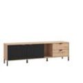 TV-Board HOME AFFAIRE "Vandea Lowboard, TV-Schrank, TV-Ständer, modernes Design", schwarz (artisan eiche, schwarz), Sideboards, B/H/T: 182,5cm x 54,5cm x 40cm, 2 St., FSC-zertifizierter Holzwerkstoff, Trendfarben, Front in 3D-Optik, B:182,5cm H:54,5cm T:40cm