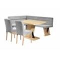 Eckbankgruppe HOME AFFAIRE "Laros Sitzgruppe, Eckbank, Stühle, Tisch", grau (grau, grau, natur), B:182cm H:87,5cm T:141cm, FSC-zertifiziertes Massivholz, FSC-zertifizierter Holzwerkstoff, Polyester, Sitzmöbel-Sets, perfekt für Küche, Esszimmer, Wohnzimmer, Bestseller