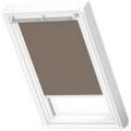 Verdunklungsrollo VELUX "DKL Y87 4574S", braun (nougat, aluminium), Y87, stufenlos positionierbar, Aluminium, Polyester, Rollos, alufarbene Führungsschienen & Griffleiste