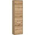 Hochschrank WELLTIME "Kayu, Höhe 164 cm, stehend/hängend montierbar, 1 Tür, 4 Einlegeböden", braun (evoke oak nachbildung), B:44cm H:164cm T:32cm, FSC-zertifizierter Holzwerkstoff, Schränke, Türanschlag wechselbar, Badschrank, Bad-Möbel, Badezimmer, Bad