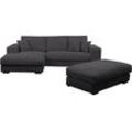 Polstergarnitur WERK2 "Eden L-Form + Hocker", grau (anthrazit, anthrazit), B:286cm H:84cm T:184cm, 90% Polyester, 10% Nylon, Sitzmöbel-Sets, Ecksofa Big-Sofa, Design Ecksofa + Hocker in Cord mit besonders weichem Sitzkomfort