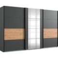 Schwebetürenschrank WIMEX "Barmbek Schlafzimmerschrank BESTSELLER Garderobenschrank", braun (graphit, artisan eiche nachbildung, spiegel), B:313cm H:208cm T:64cm, Spanplatte, Schränke, Kleiderschrank mit 2 Stoffboxen und 2 zusätzlichen Böden, Spiegeltür