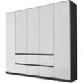 Drehtürenschrank RAUCH "Kleiderschrank Schrank Garderobe Garderobenschrank MAINZ", grau (graumetallic, alpinweiß), B:226cm H:210cm T:54cm, Holzwerkstoff, Schränke, grifflose Front, Außentüren mit Push-to-Open Funktion MADE IN GERMANY