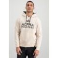 Hoodie ALPHA INDUSTRIES "Alpha Industries Men - Hoodies Foam Print Hoodie" Gr. S, weiß (jet stream white) Herren Sweatshirts