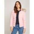 Steppjacke TOMMY JEANS "TJW BASIC HOODED DOWN JACKET EXT", Damen, Gr. XS (34), pink (ballet pink), Web, Obermaterial: 100% Polyester. Futter: 100% Polyester, unifarben, casual, regular fit hüftlang, Jacken, mit Logostickerei