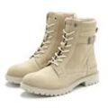 Stiefelette ELBSAND Gr. 38, beige Damen Schuhe Schnürboots, Reißverschlussstiefel, Biker Boots, Leder Bestseller