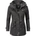 Outdoorjacke MARIKOO "Nyokoo" Gr. S (36), schwarz, Damen, Oberstoff: 100% Baumwolle; Futter: 100% Polyester; Wattierung: 100% Polyester; Ärmelfutter: 100% Polyester, Jacken, modische Baumwoll Übergangsjacke mit großer Kapuze