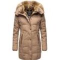 Wintermantel MARIKOO "Lieblings Jacke" Gr. M (38), grau (taupe), Damen, Oberstoff: 100% Polyester, Futter: 100% Polyester, Wattierung: 100% Polyester, Ärmelfutter: 100% Polyester, Kunstpelz: 90% Polyacryl, 10% Polyester, Mäntel, stylischer Winter Steppmantel m. Kunstpelz-Kapuze