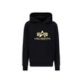 Hoodie ALPHA INDUSTRIES "Alpha Industries Men - Hoodies Basic Carbon" Gr. L, schwarz (black/gold) Herren Sweatshirts