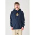 Kapuzensweatshirt CLEPTOMANICX "Boxy Hooded WTFISH" Gr. L, blau (dunkelblau) Herren Sweatshirts Locker geschnitten