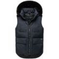 Steppweste NAVAHOO "Zimthäschen XIV", Damen, Gr. L (40), blau (navy), Obermaterial: 100% Polyester (recycelt), Futter: 100% Polyester (recycelt), Wattierung: 100% Polyester (recycelt), Kunstpelz: 100% Polyester, modisch, gerade hüftbedeckend, hoch geschlossener Ausschnitt, Westen, Ärmellose Winter-Weste mit Kapuze und Kunstfell
