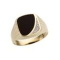 Siegelring FIRETTI "Schmuck Geschenk Gold 333 Herrenring Farbsteinring Onyx" Gr. 20, gold (gelbgoldfarben, silberfarben, schwarz, weiß, schwarz), Fingerringe, Herren, 20, 0,01 ct P2 = erkennbare Einschlüsse, Gelbgold 333-Diamanten, 15mm, Gelbgold 333, Diamanten, mit Onyx - mit Brillant