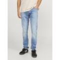 Slim-fit-Jeans JACK & JONES "JJIGLENN JJWARD JJ 322 N", Herren, Gr. 36, Länge 34, blau (blau denim), Denim/Jeans, Obermaterial: 99% Baumwolle, 1% Elasthan, Abriebeffekte, modisch, slim fit normal, Jeans