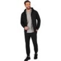 Sweater TRIGEMA "TRIGEMA Bequemer Freizeitanzug mit Kapuzenshirt" Gr. M, schwarz, Herren, 55% Polyester, 45% Baumwolle, Sweatshirts Hausanzug Homewear-Set Jogginganzug