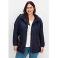 Langjacke SHEEGO "Große Größen", Damen, Gr. 44, blau (marine), Obermaterial: 100% Polyester;Futter: 100% Polyester, unifarben, casual, figurumspielend normal, Langarm, Jacken, aus Microfaser, mit Kontrastdetails