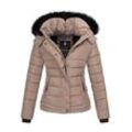 Steppjacke NAVAHOO "Chloe" Gr. L, grau (taupe grau), Damen, Obermaterial: 100% Polyester; Innenmaterial: Futter: Kunstfell: 90% Polyacryl, 10% Polyester, Jacken, hochwertige Winterjacke mit abnehmbarer Kapuze