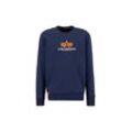 Sweater ALPHA INDUSTRIES "Alpha Industries Men - Sweatshirts Basic Sweater Rubber", Herren, Gr. L, blau (ultra navy), Obermaterial: 80% Baumwolle, 20% Polyester, regular fit, Sweatshirts