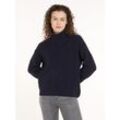 Strickpullover TOMMY HILFIGER "CO CARDI STITCH ROLL-NK SWEATER" Gr. XL (42), blau (desert sky) Damen Pullover mit Rollkragen