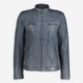 Blaue Lederjacke