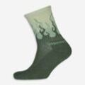 Grüne Socken mit Logo und Flammenaufdruck