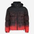 Schwarz-rote Abyss Pufferjacke mit Tentakelmuster