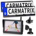 CARMATRIX DUO HD Solar Funk Rückfahrkamera mit 5" Monitor Rückfahrsystem für vorne und hinten mit Solarpanel für PKW