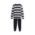 TOM TAILOR Herren Gestreifter Pyjama, blau, Gestreift, Gr. 48