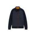 TOM TAILOR Herren Hybrid Sweatjacke mit Stehkragen, blau, Uni, Gr. S