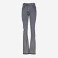 Dunkelgraue Bootcut-Jeans mit Knopfleiste