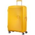 Hartschalen-Trolley AMERICAN TOURISTER "SOUNDBOX 77", Gr. B/H/T: 51,5cm x 77cm x 29,5cm 97 l, gelb (golden gelb), Polypropylen, unifarben, Koffer, Reisekoffer Trolley Aufgabegepäck TSA-Zahlenschloss Volumenerweiterung