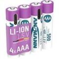 Li-Ion Akkus ANSMANN Micro AAA, 1,5 V, Typ 500 (min. 400 mAh), 0,74 Wh, Type C Ladung, 4 Stück