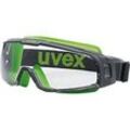 Schutzbrille Uvex u-sonic, EN 166, EN 170, Polycarbonat klar, Rahmen grau/lime, UV 400, 5 Stück