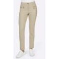 Stretch-Hose HEINE, Damen, Gr. 21, Kurzgrößen, beige (sand), 48% Baumwolle, 45% Polyester, 7% Elasthan, Miedereinsatz:15% Elasthan, 85% Polyamid, unifarben, lang, Hosen