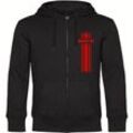 multifanshop Kapuzen Sweatshirt Jacke - Frankfurt - Streifen - Druck rot - Sweat