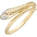 Fingerring FIRETTI "Schmuck Geschenk Gold 375 Damenring Goldring Schlange bicolor" Fingerringe Gr. 18, 0,01 ct P3 = leicht erkennbare Einschlüsse, Gelbgold 375-Diamanten, 1,8 mm, goldfarben (gelbgoldfarben, weißgoldfarben) Damen mit Diamanten