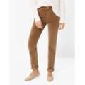 5-Pocket-Hose BRAX "Style CAROLA", Damen, Gr. 46, Normalgrößen, beige, 74% Baumwolle, 25% Viskose, 1% Elasthan, Hosen